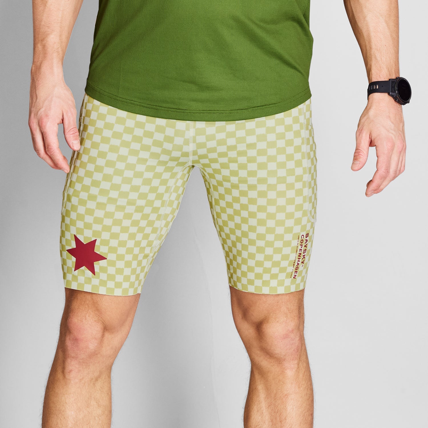 SAYSKY Checker Combat+ Short Tights 9'' TIGHTS 1034 - GREEN AOP