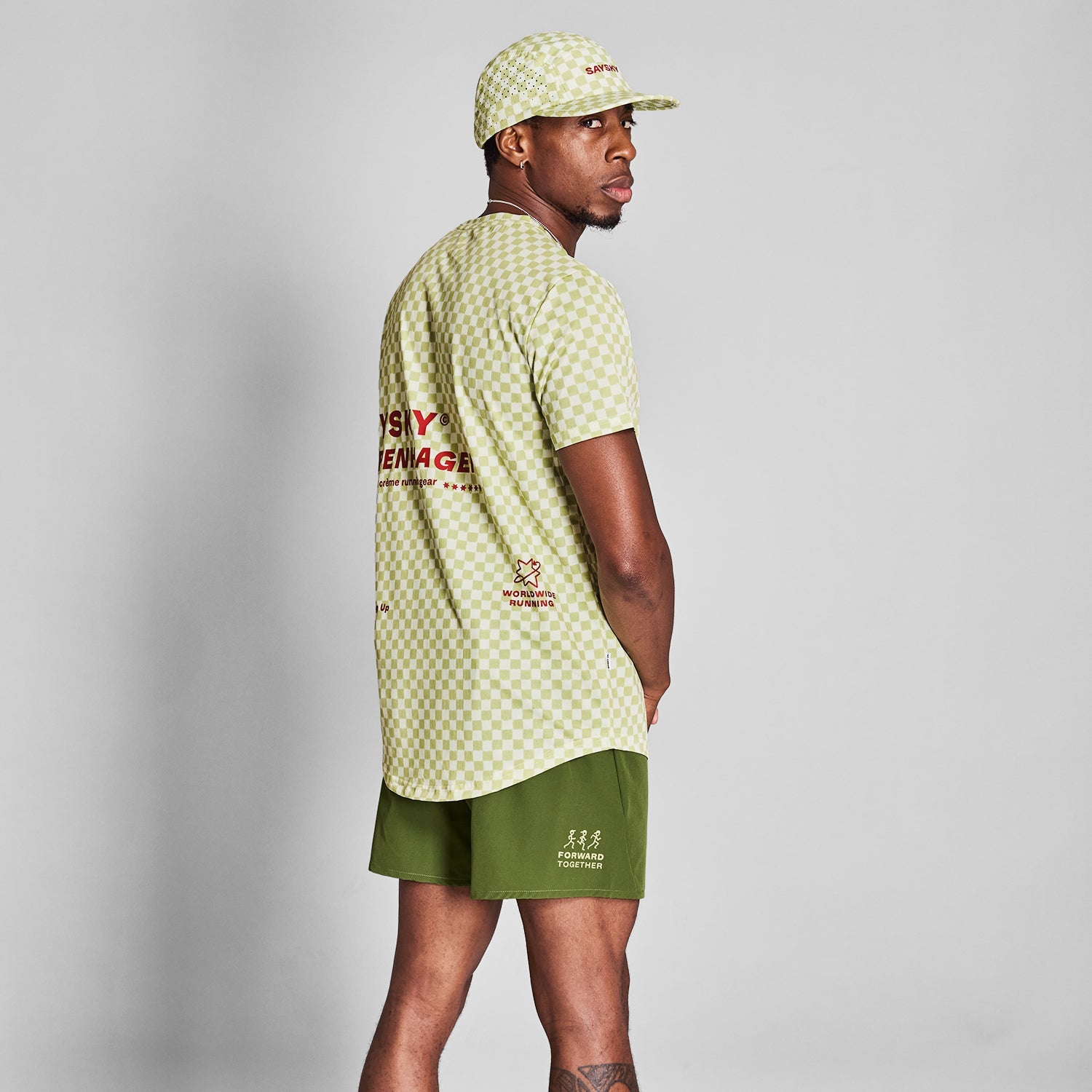 SAYSKY Checker Combat T-Shirt T-SHIRTS 1034 - GREEN AOP