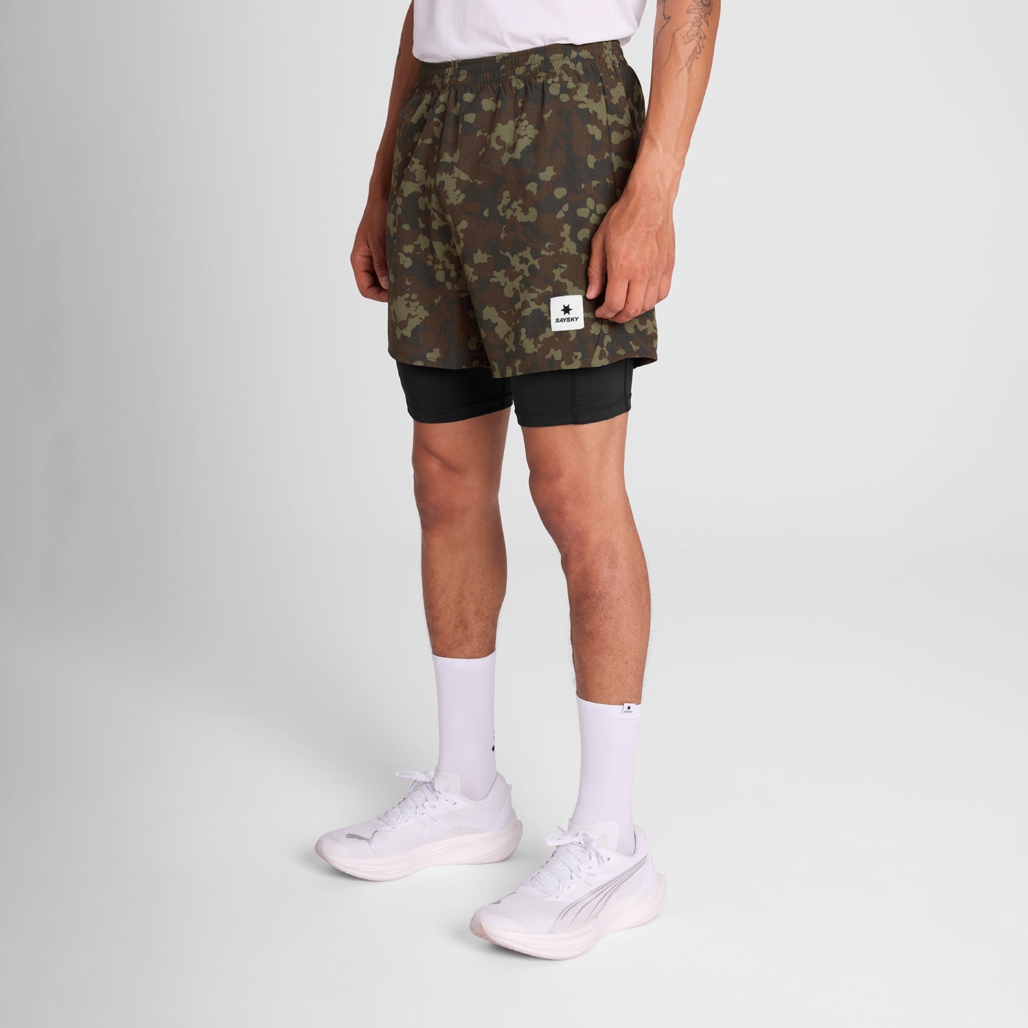SAYSKY Camo Pace 2 in 1 Shorts 5'' SHORTS 1048 - BROWN AOP