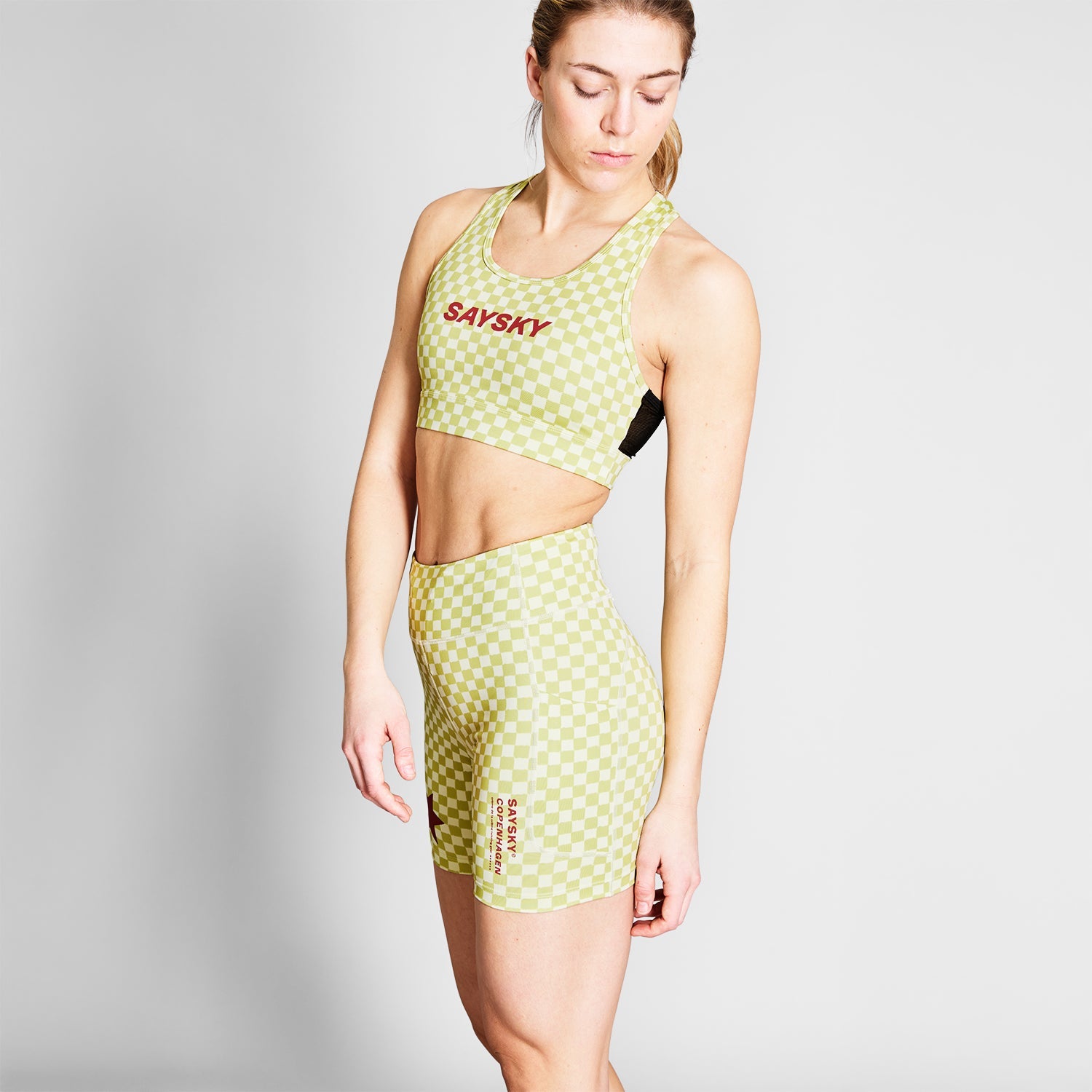 SAYSKY Checker Combat Sports Bra SPORTS BRA 1034 - GREEN AOP